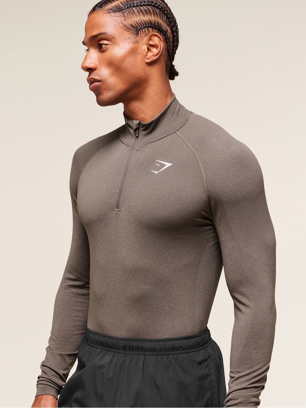 Gymshark Vital 1/4 Zip Men's camo brown Long-Sleeve Swim Top-
UPF Performance